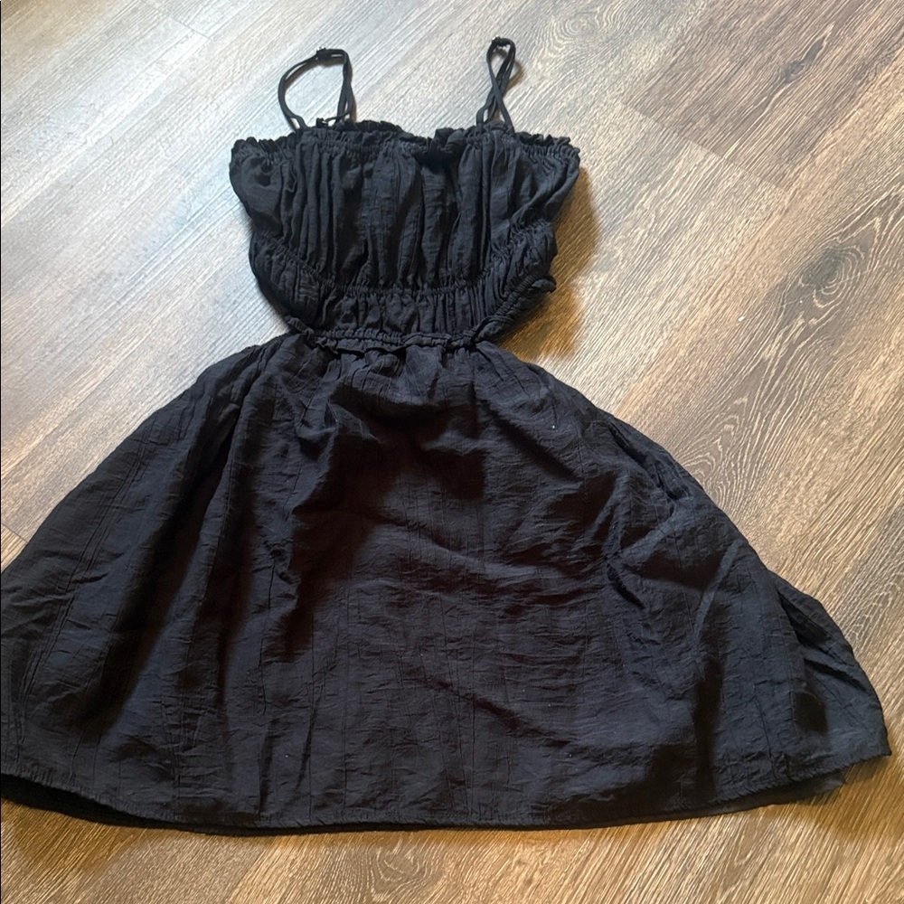 Forever 21 Black Smocked Open Back Midi Dress
